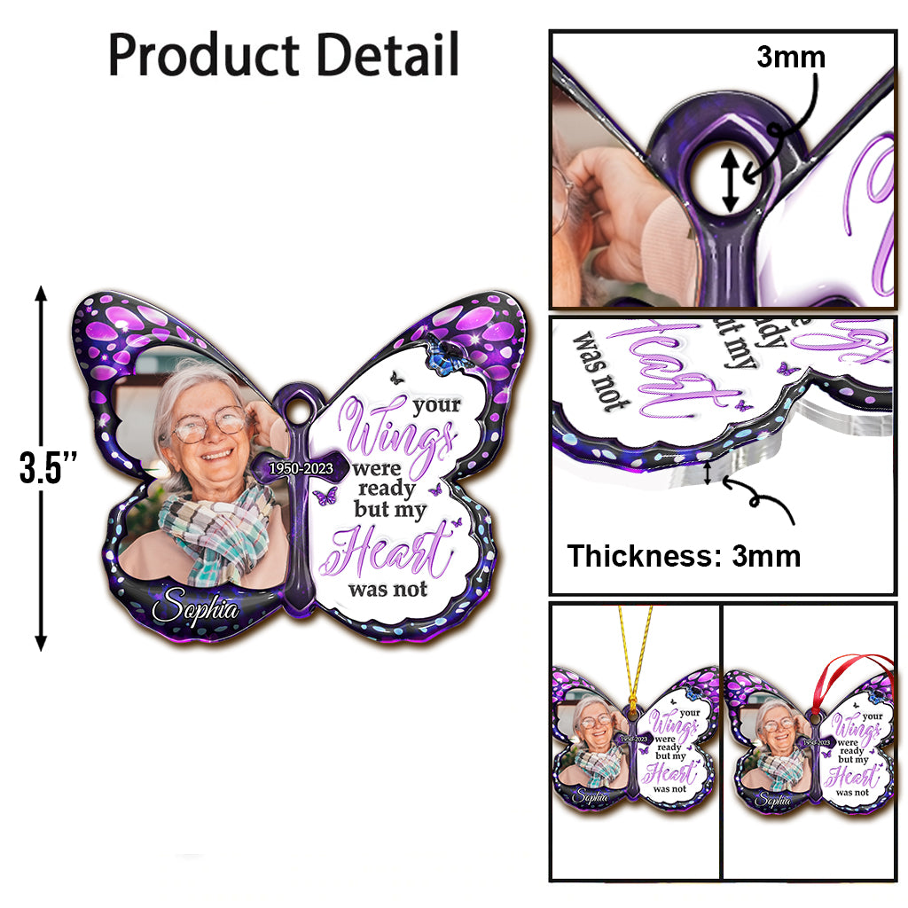 Deine Flügel waren bereit, doch mein Herz nicht – personalisiertes Gedenkornament