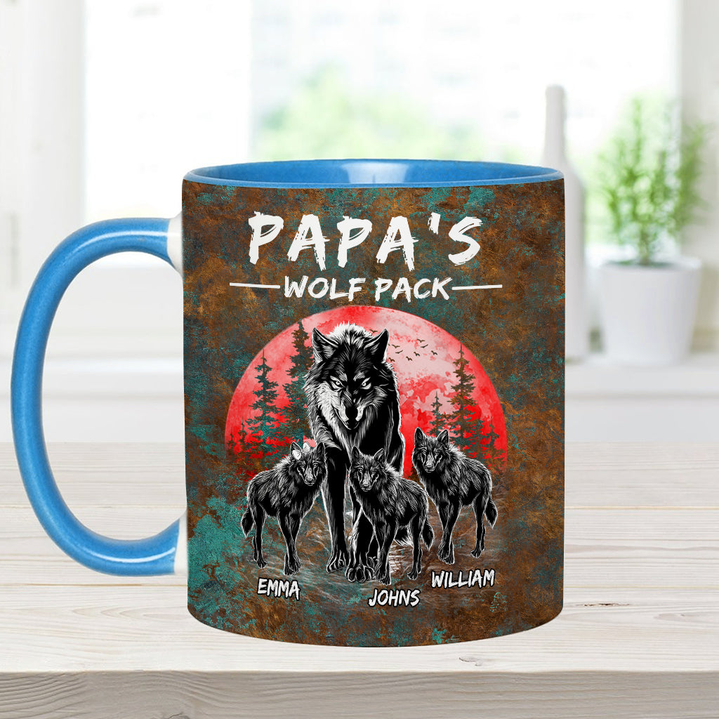 Opas Wolfsrudel – Personalisierte Tasse mit Vater-Akzent