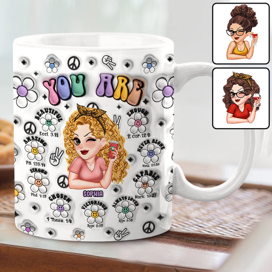 Du bist schön, stark, siegreich genug – personalisierte Hippie-Tasse