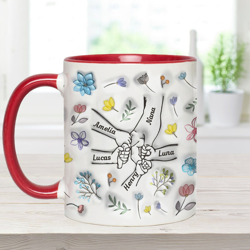 Händchenhaltende Oma, Mama, Nana – Personalisierte Tasse mit Oma-Akzent
