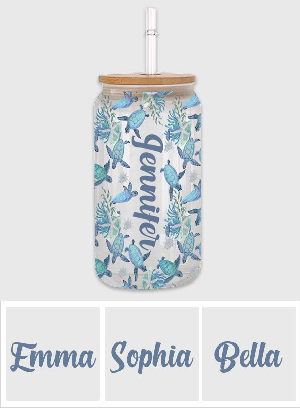 Cute Turtles - Personalized Turtle Can Glass