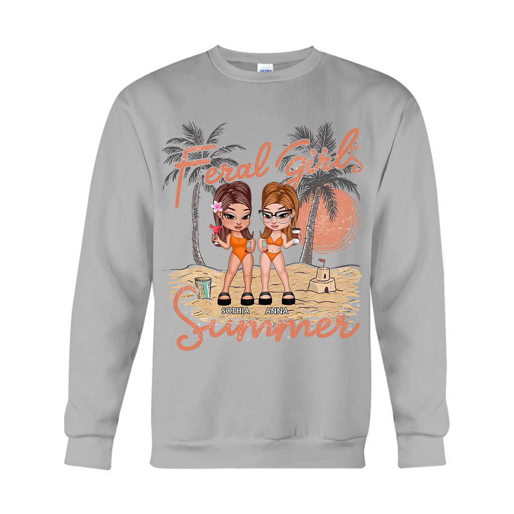 Feral Girls Sommer – Personalisiertes Bestie-T-Shirt und Hoodie