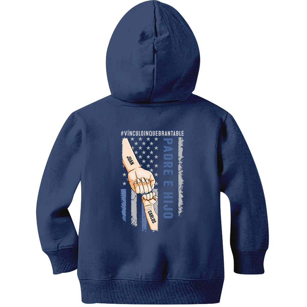Padre E Hijos Vínculo Inquebrantable – Personalisiertes Vater-T-Shirt und Kapuzenpullover