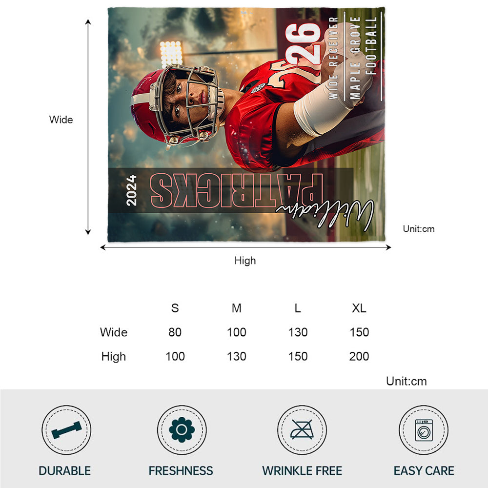 Beliebiges Foto, Name, Schule... - Personalisierte Fußballdecke