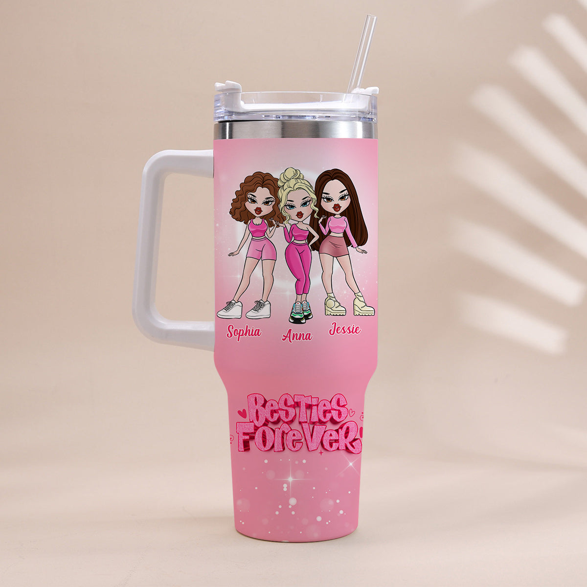 Für immer Freunde – Personalisierter Bestie-Becher mit Henkel