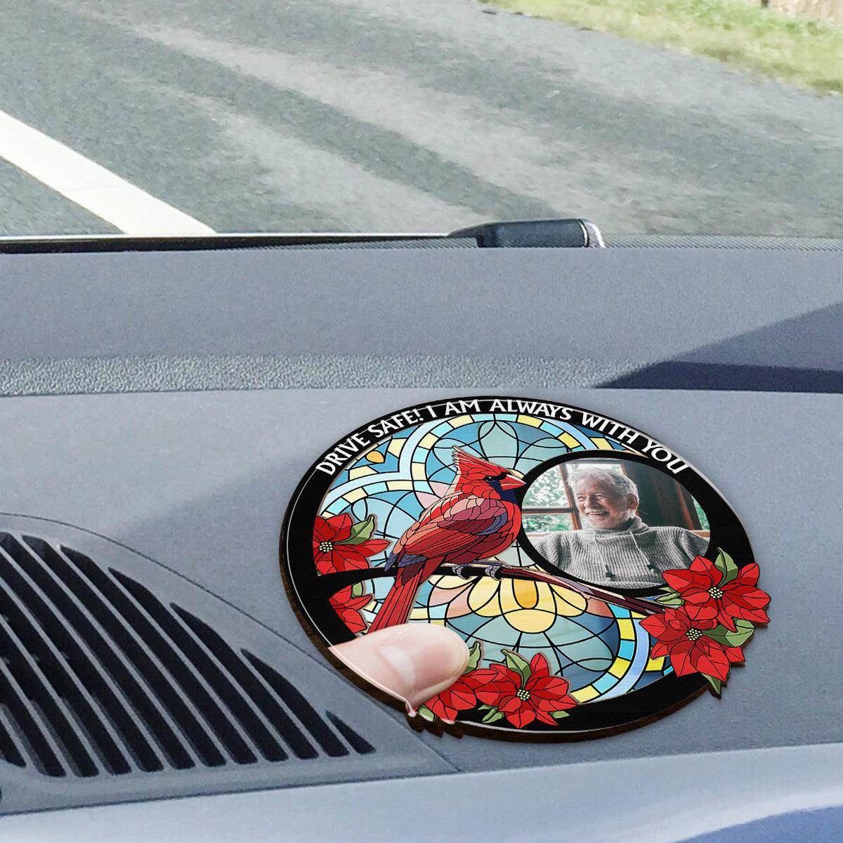 Fahr vorsichtig, ich bin immer bei dir – personalisierter, denkmalgeschützter Sonnenblendenclip