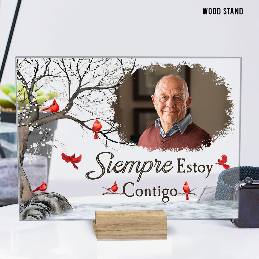 Siempre Estoy Contigo – personalisierte Gedenktafel aus transparentem Acryl