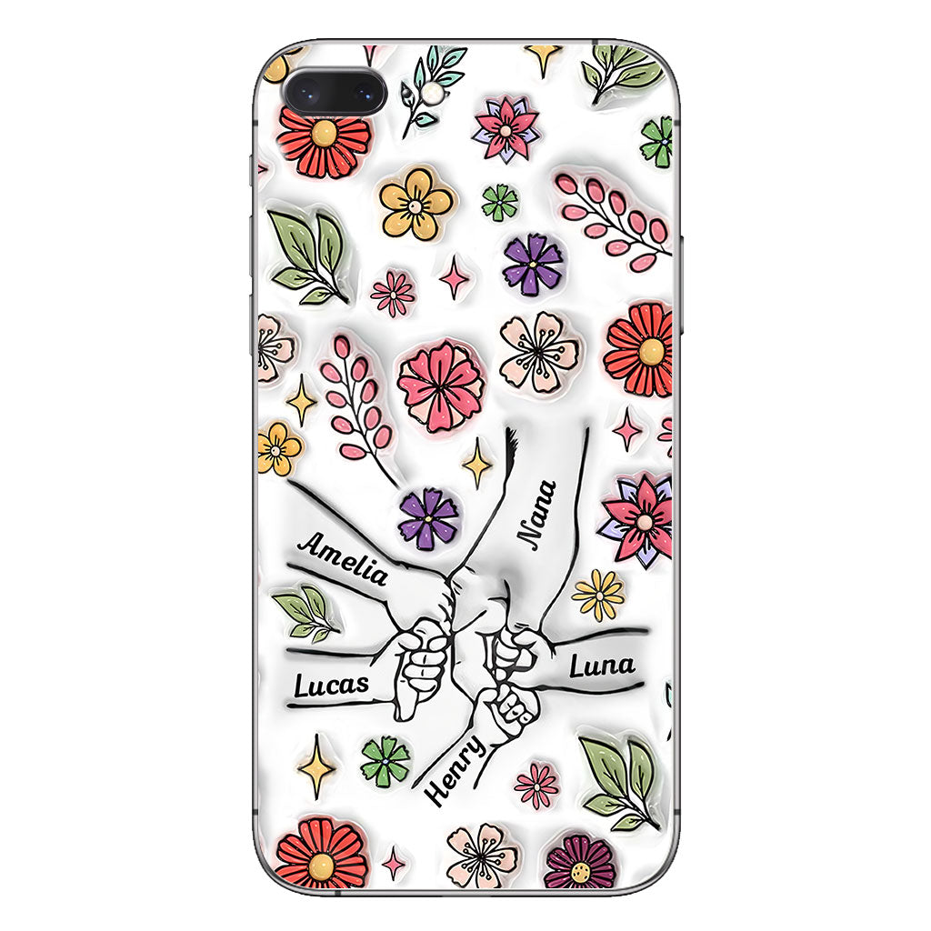 Spring Flower Holding Hands Nana Mom - Personalized Grandma Phone Case