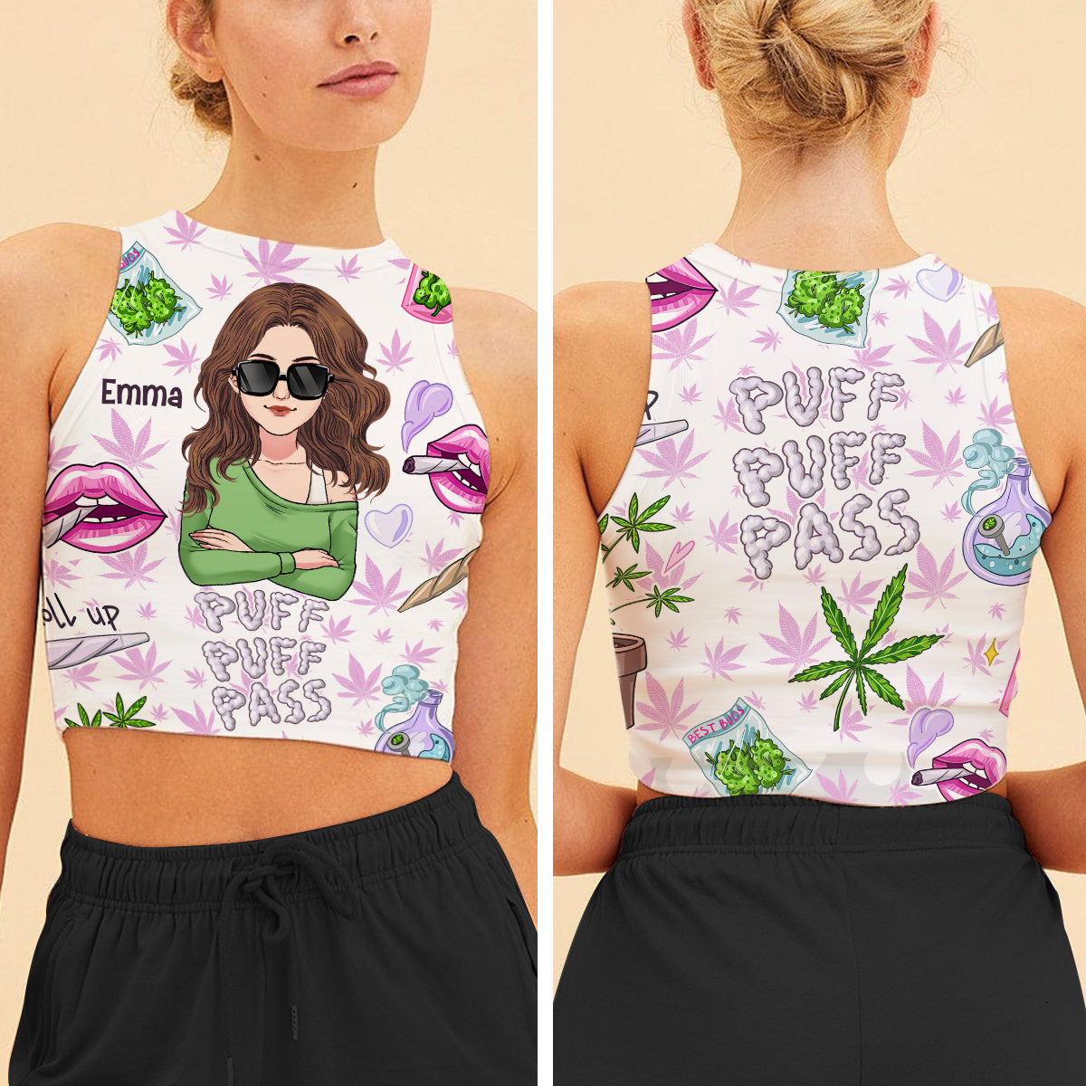 Puff Puff Pass - Personalized Weed Crop Tank Top