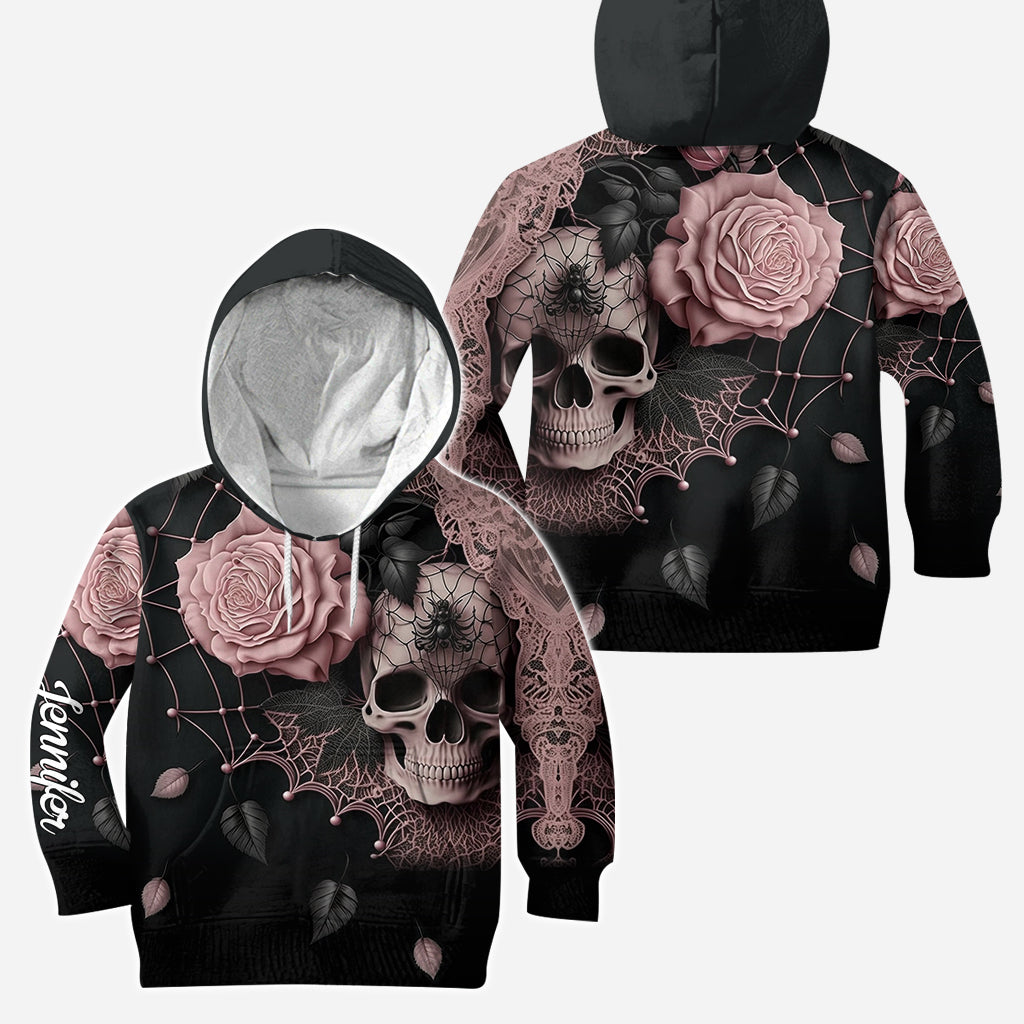 Rosen und Totenköpfe – Personalisierter Totenkopf-Hoodie und Leggings
