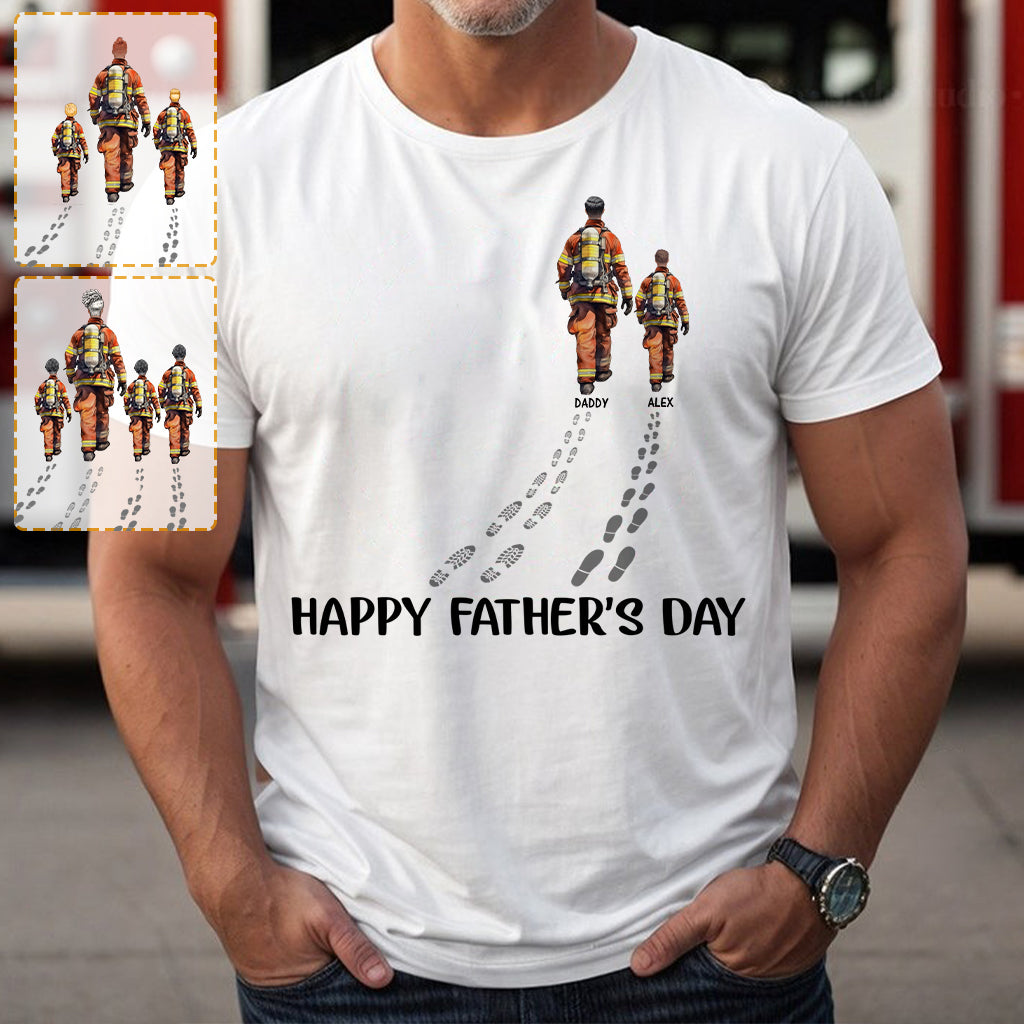 Alles Gute zum Vatertag, Feuerwehrmann-Papa! – Personalisiertes Feuerwehr-T-Shirt und Hoodie