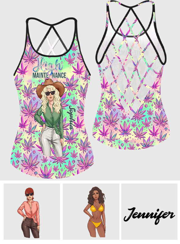 Hochwertiges, personalisiertes Tanktop mit Weed-Kreuz