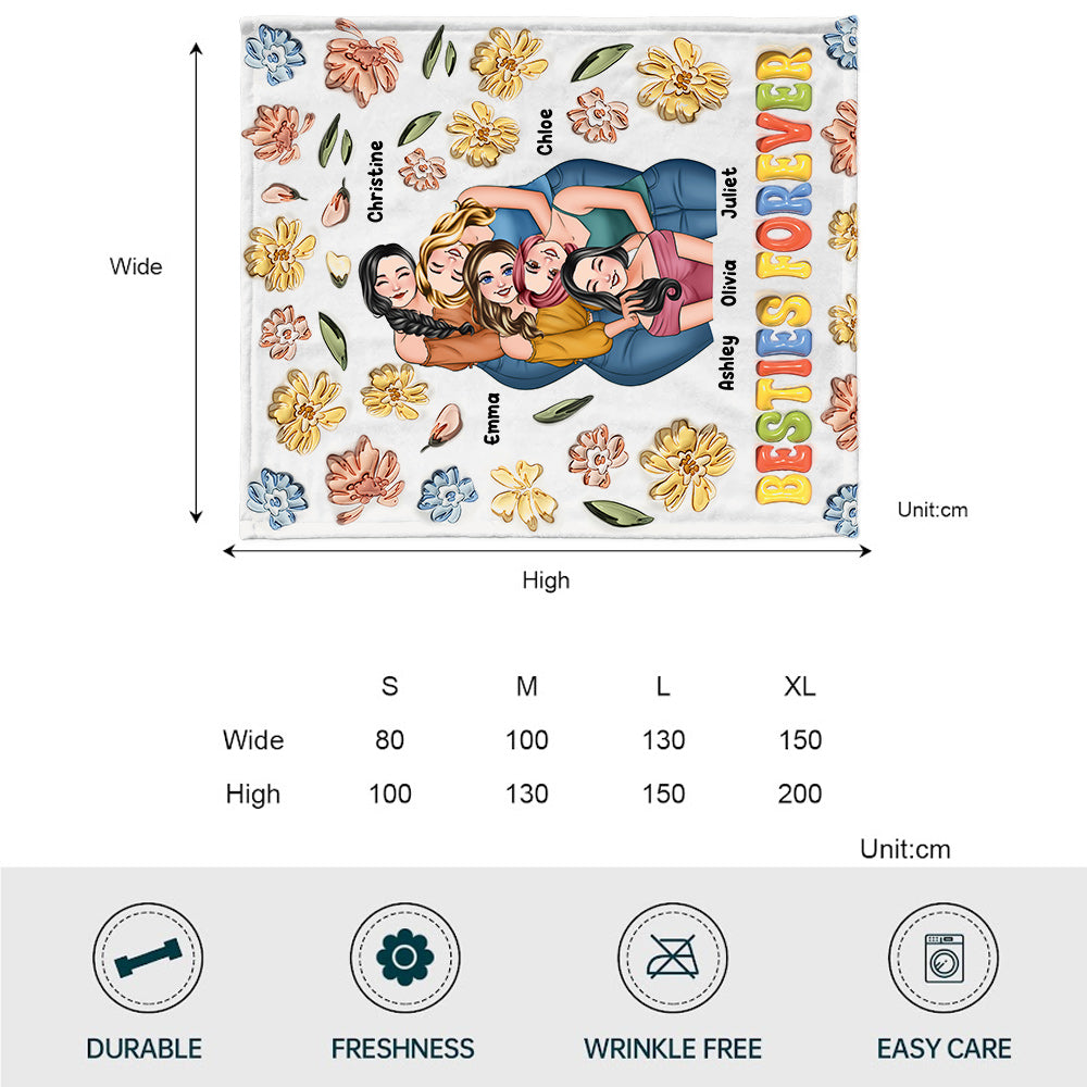 Beste Freundinnen für immer – Personalisierte Decke im Blumen-Design