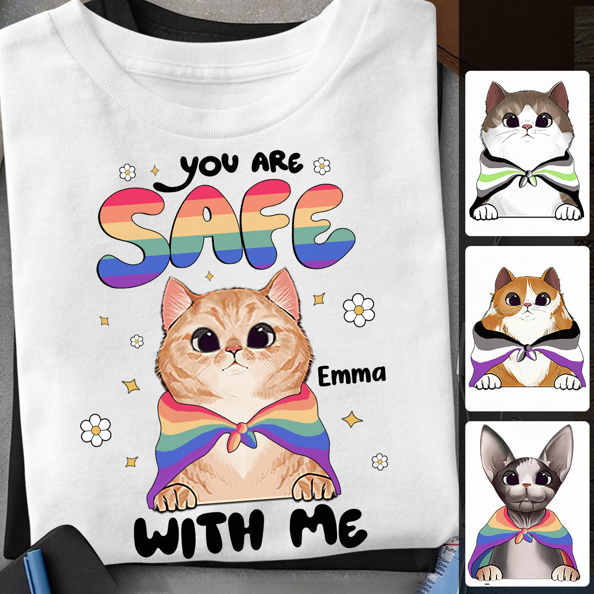 Du bist sicher – Personalisiertes LGBT-Unterstützungs-T-Shirt und Hoodie