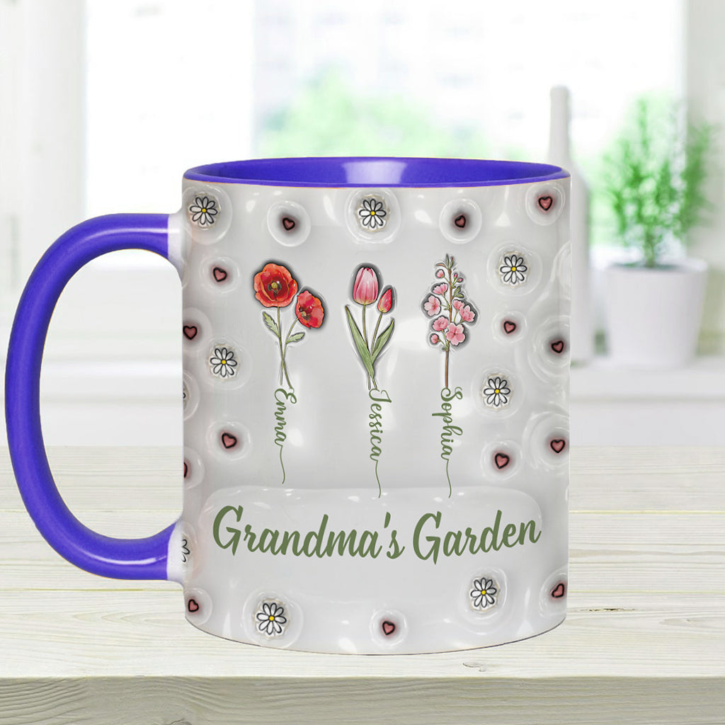 Geburtsmonatsblumen aus Omas Garten – Personalisierte Tasse mit Oma-Motiv