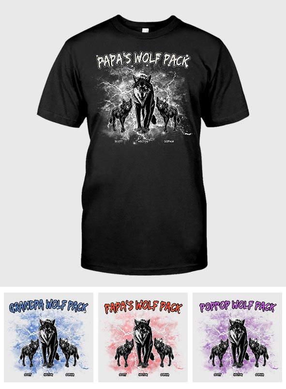 Papa's Wolf Pack Thunder Bootleg – Personalisiertes Vater-T-Shirt und Hoodie