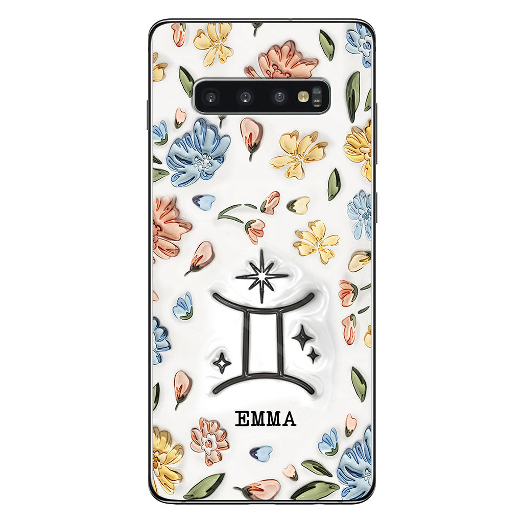 Blumenmuster Sternzeichen - Personalisierte Horoskop-Handyhülle