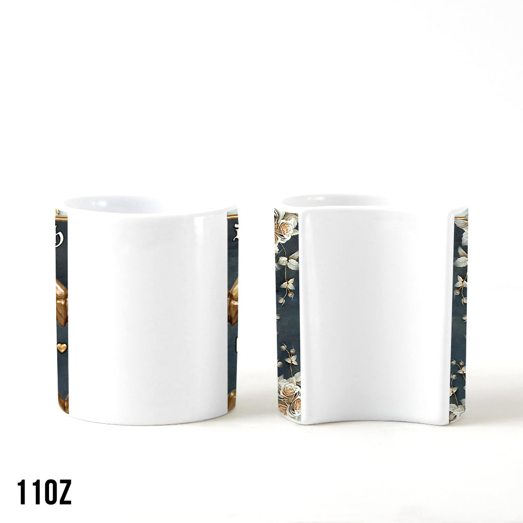 Bis dass der Tod uns scheidet – Personalisierte Tasse mit Totenkopf und passendem Herzgriff