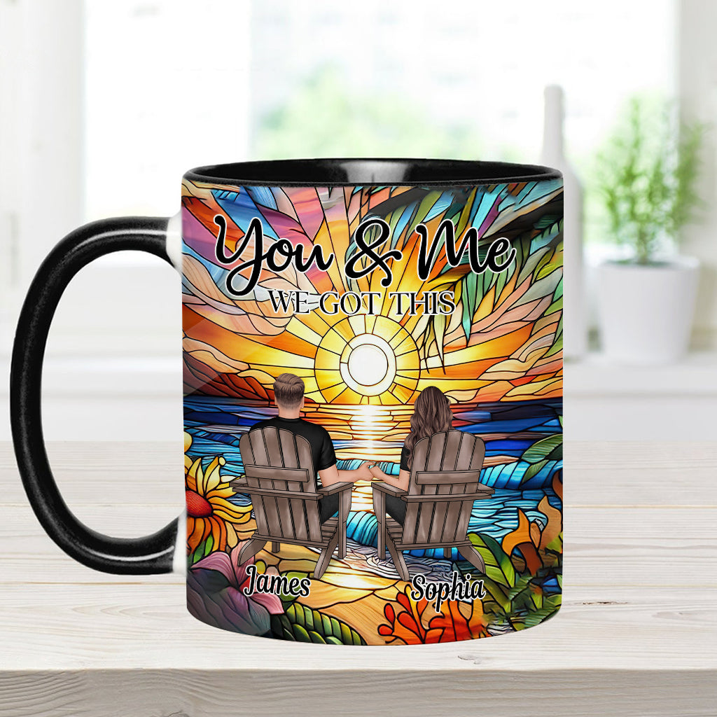 „Du und ich, wir schaffen das“ – personalisierte Tasse für Paare