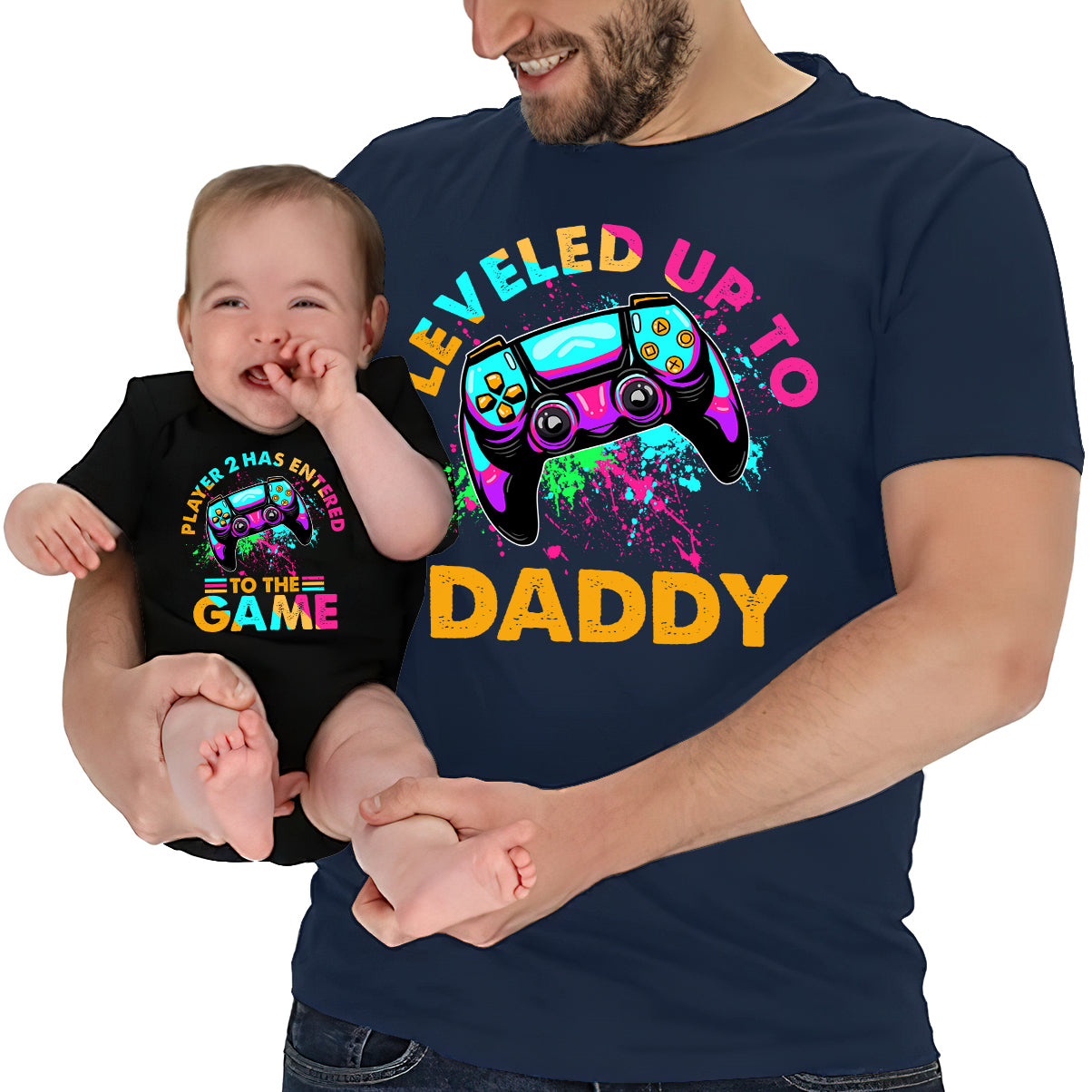Werde zum Papa-Opa... - Personalisiertes Videospiel-T-Shirt und Babybody