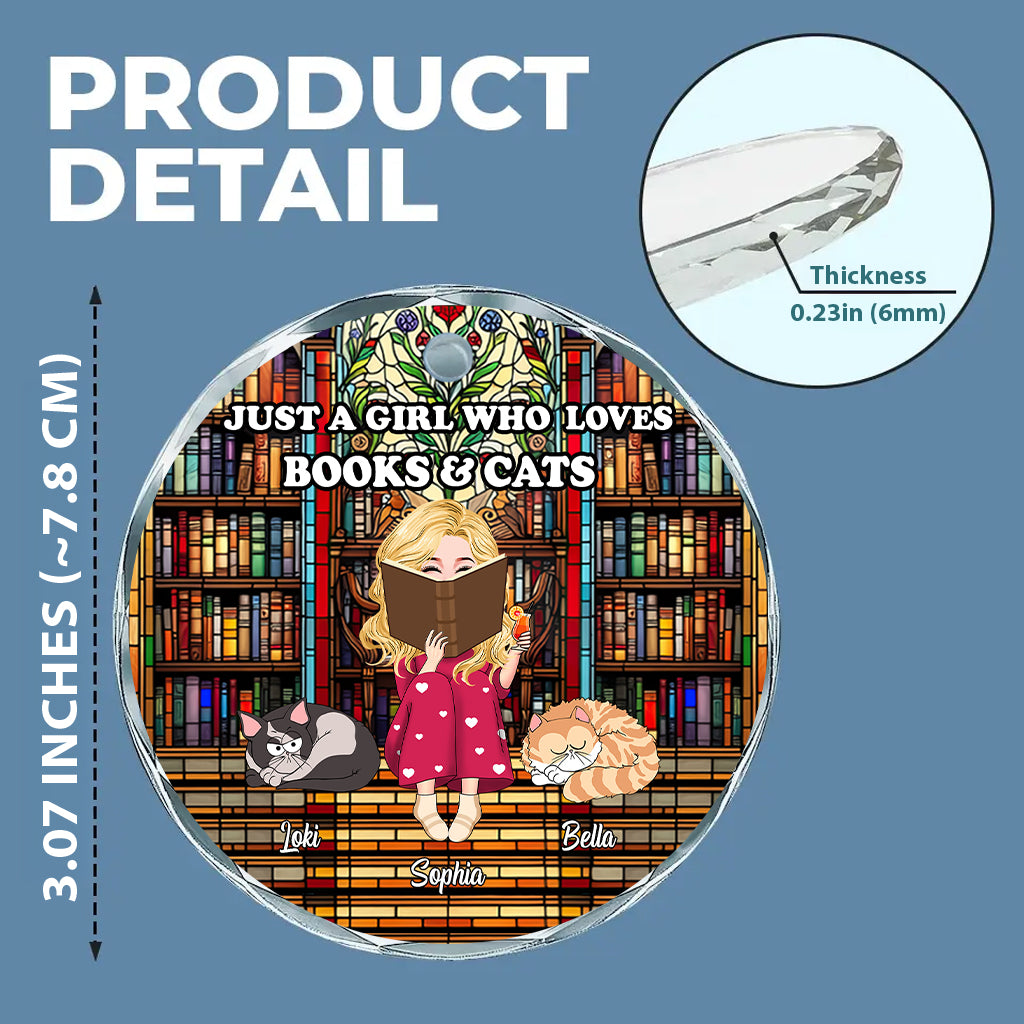 Einfach ein Mädchen, das Bücher liebt – personalisierter runder Glasanhänger in Buchform