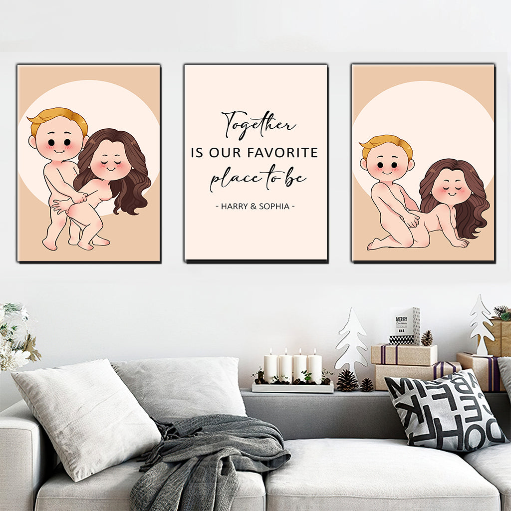 Gemeinsam sind wir am liebsten – personalisiertes Poster- und Leinwandset für Paare