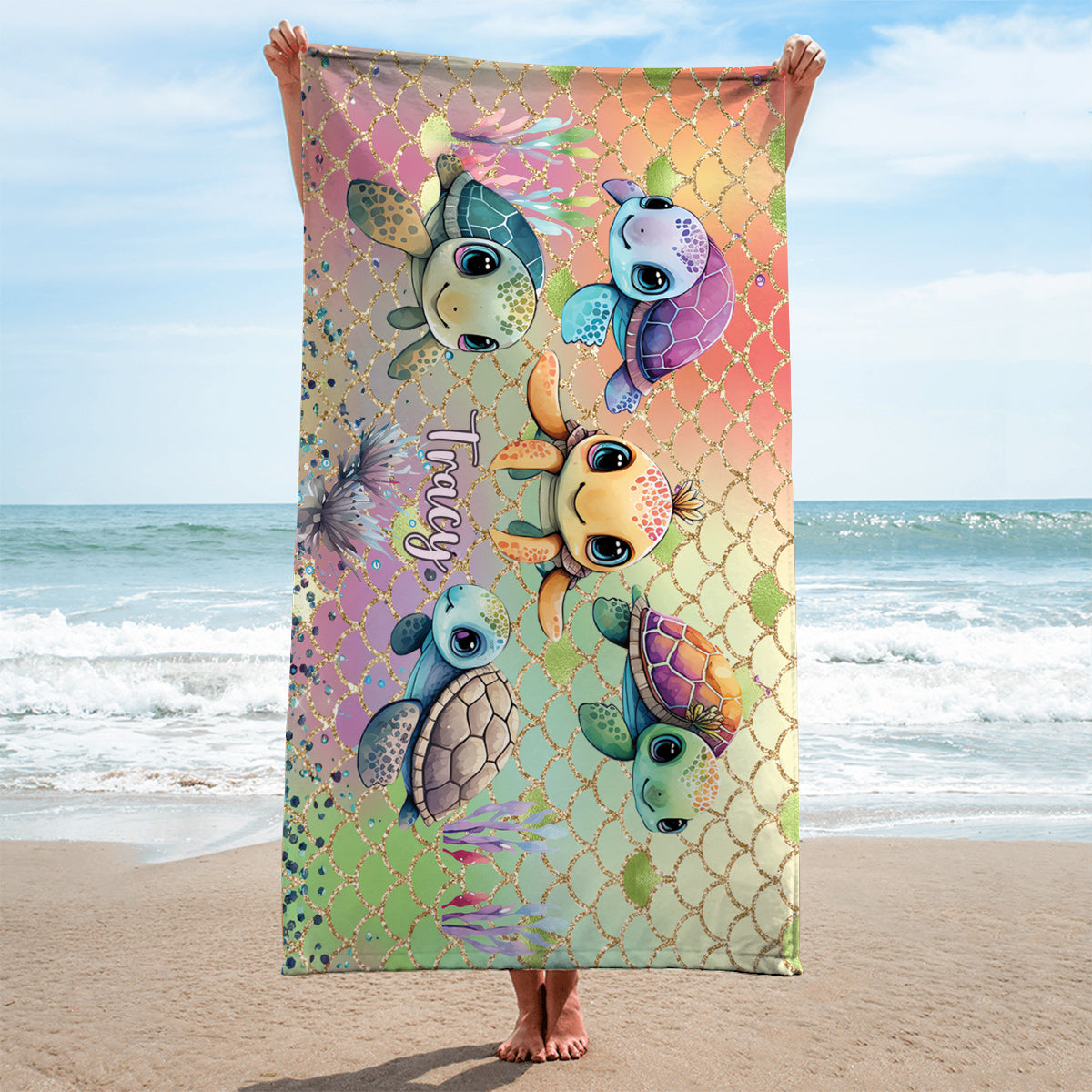 Cute Turtles - Personalized Turtle Beach Towel