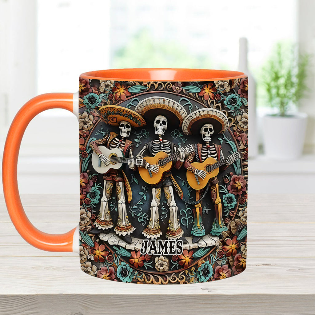Skelett-Trio – Personalisierte Tasse mit Totenkopf-Akzent