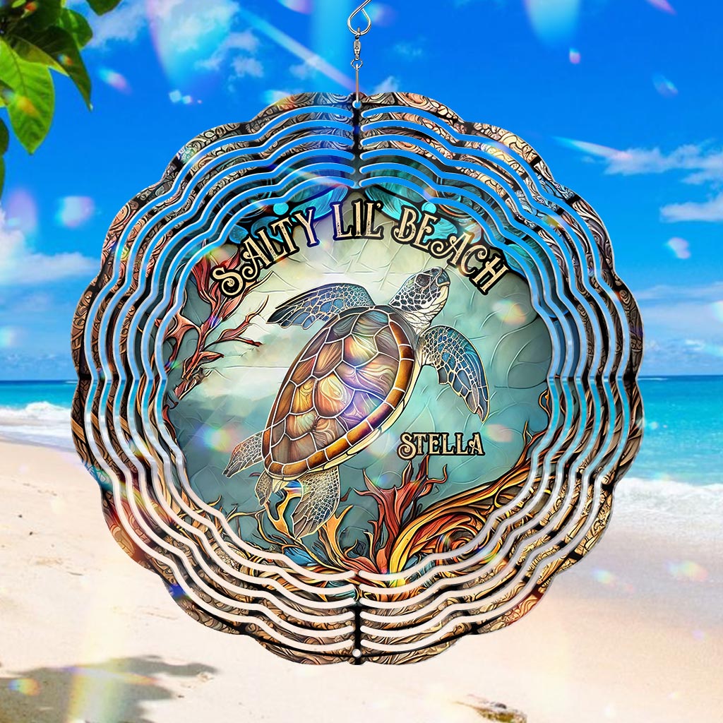 Salty Lil' Beach - Personalized Turtle Wind Spinner