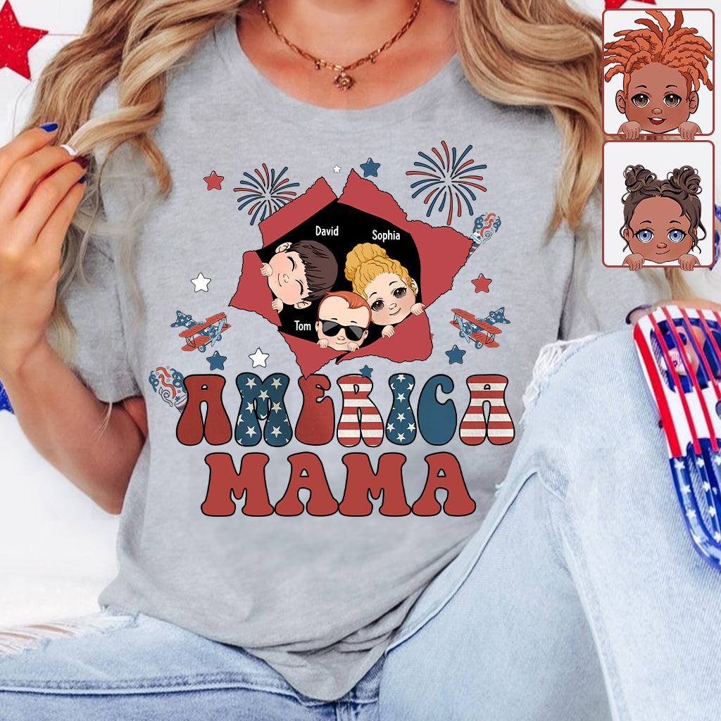 Amerikanische Mama – Beliebiger Titel, Vintage-Retro-Stil – Personalisiertes Mutter-T-Shirt und Hoodie