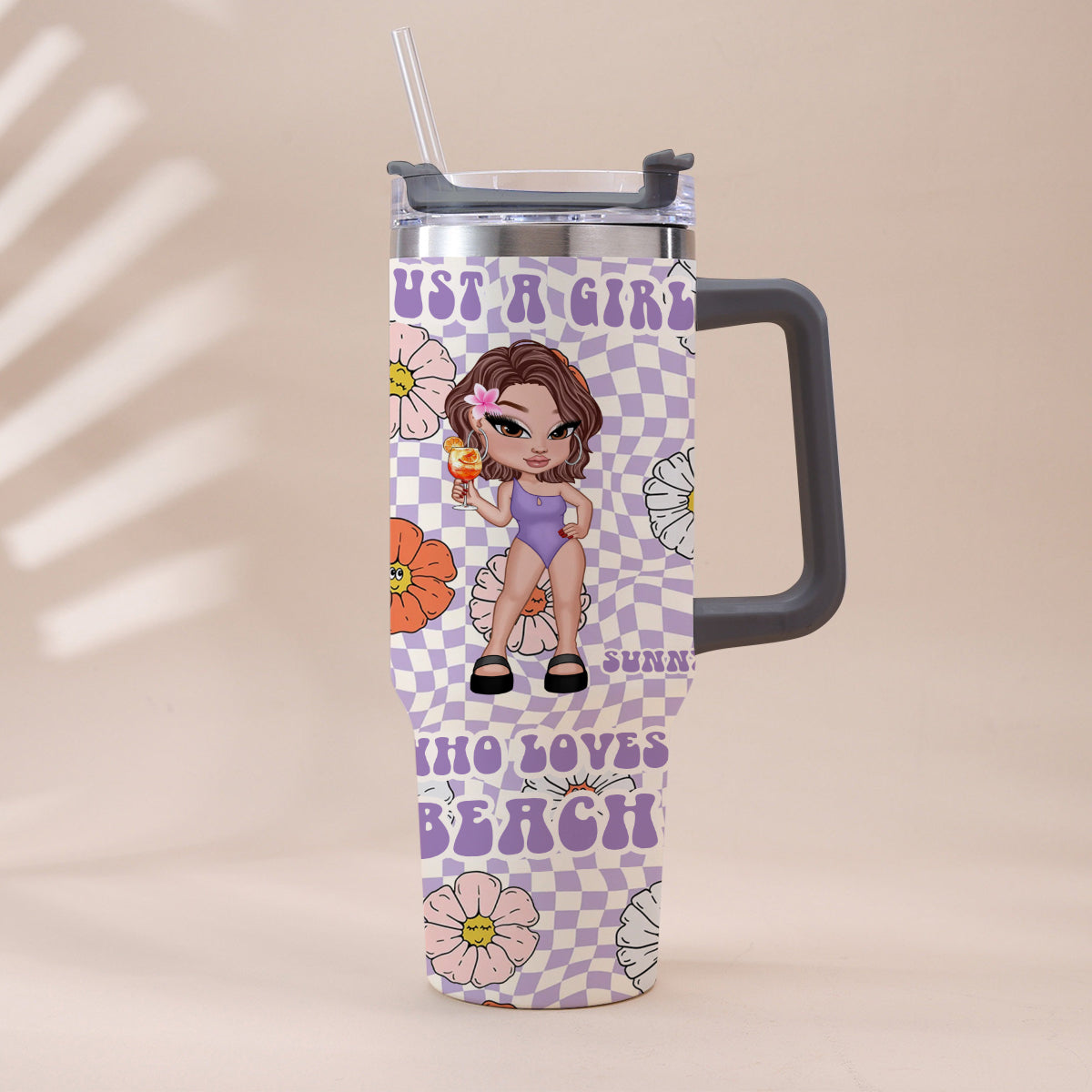 Feral Girl Summer - Personalized Sea Lover Tumbler With Handle