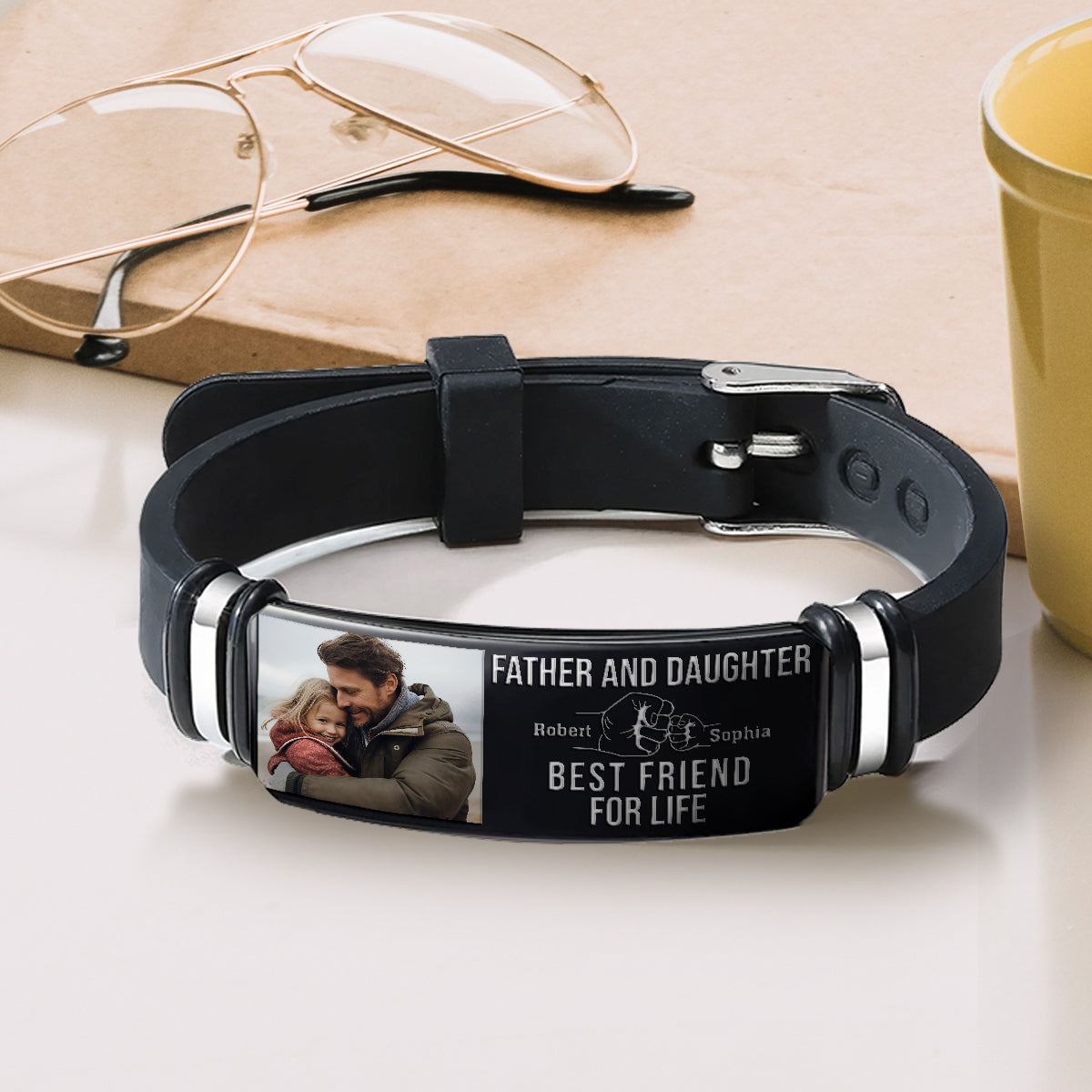 Vater & Tochter – Sohn, bester Freund fürs Leben – personalisiertes Armband mit Gravur für den Vater