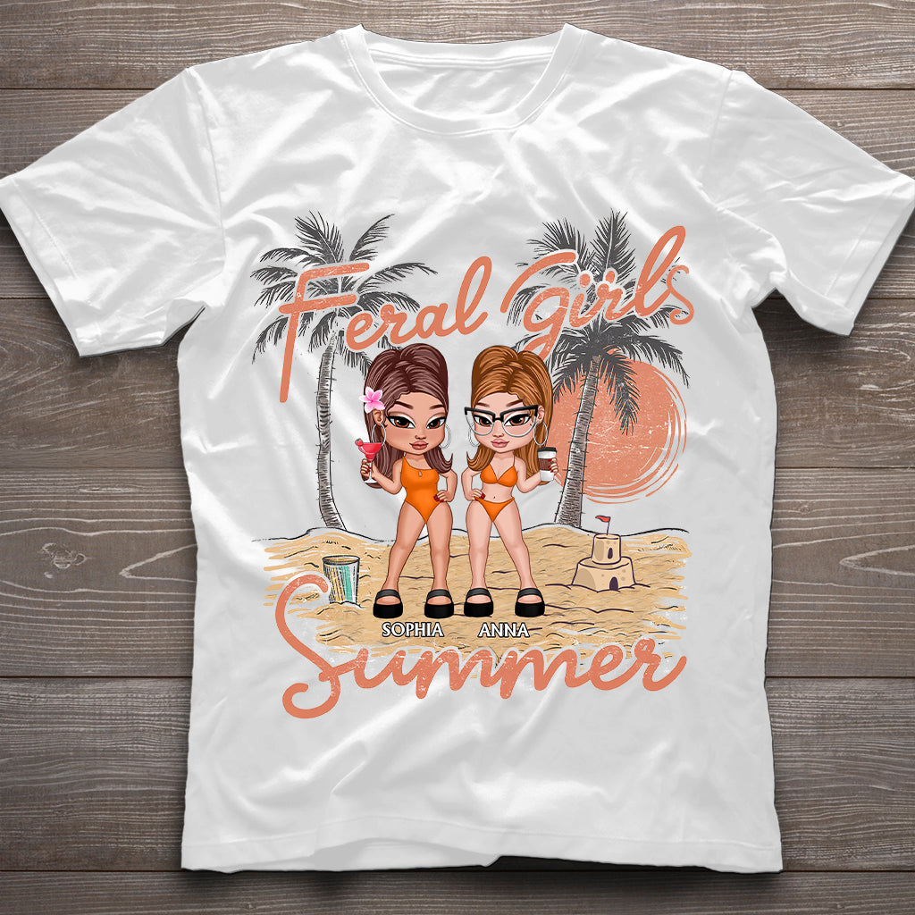 Feral Girls Sommer – Personalisiertes Bestie-T-Shirt und Hoodie