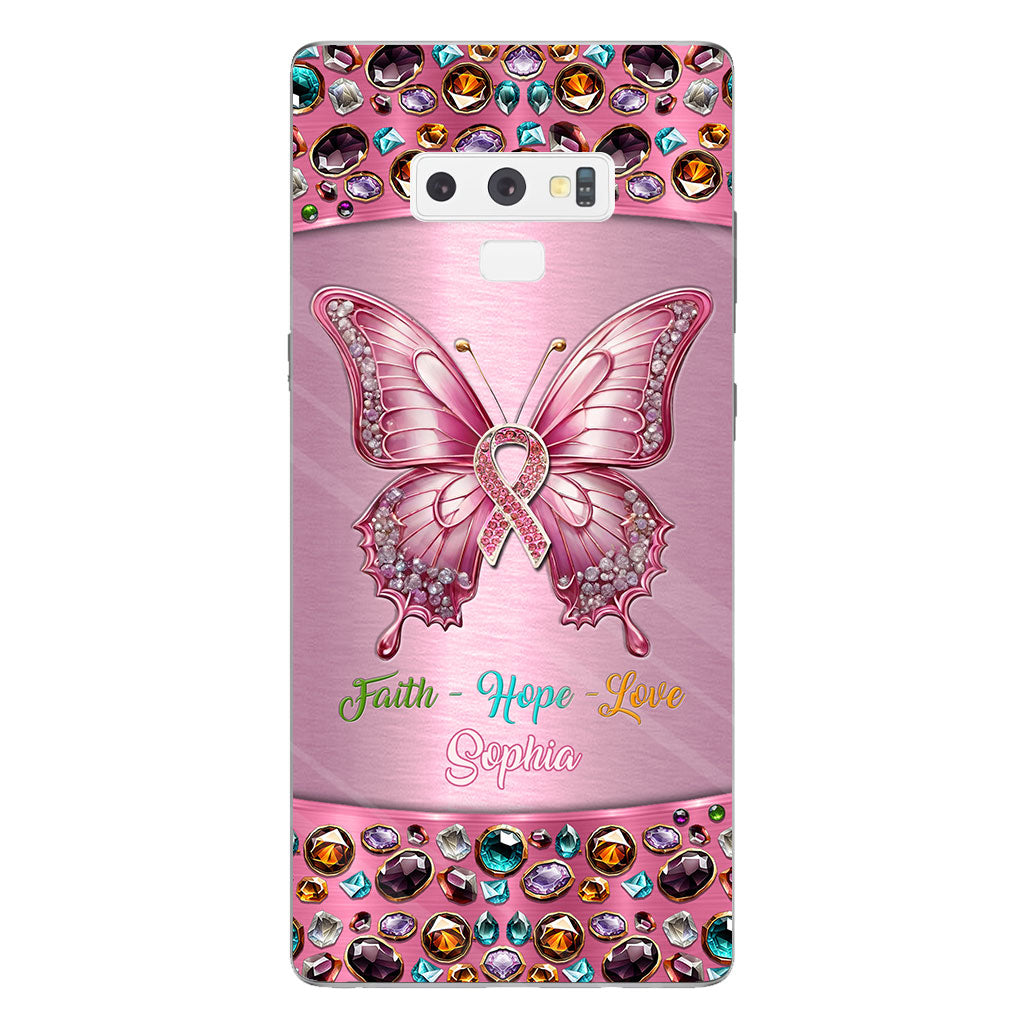 Hope For A Cure - Personalized Breast Cancer Awareness Clear Phone Case