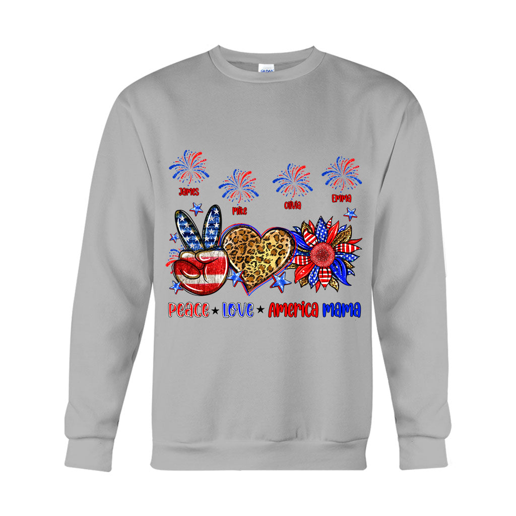 Frieden, Liebe, amerikanische Oma, Mama – personalisiertes Mutter-T-Shirt und Hoodie