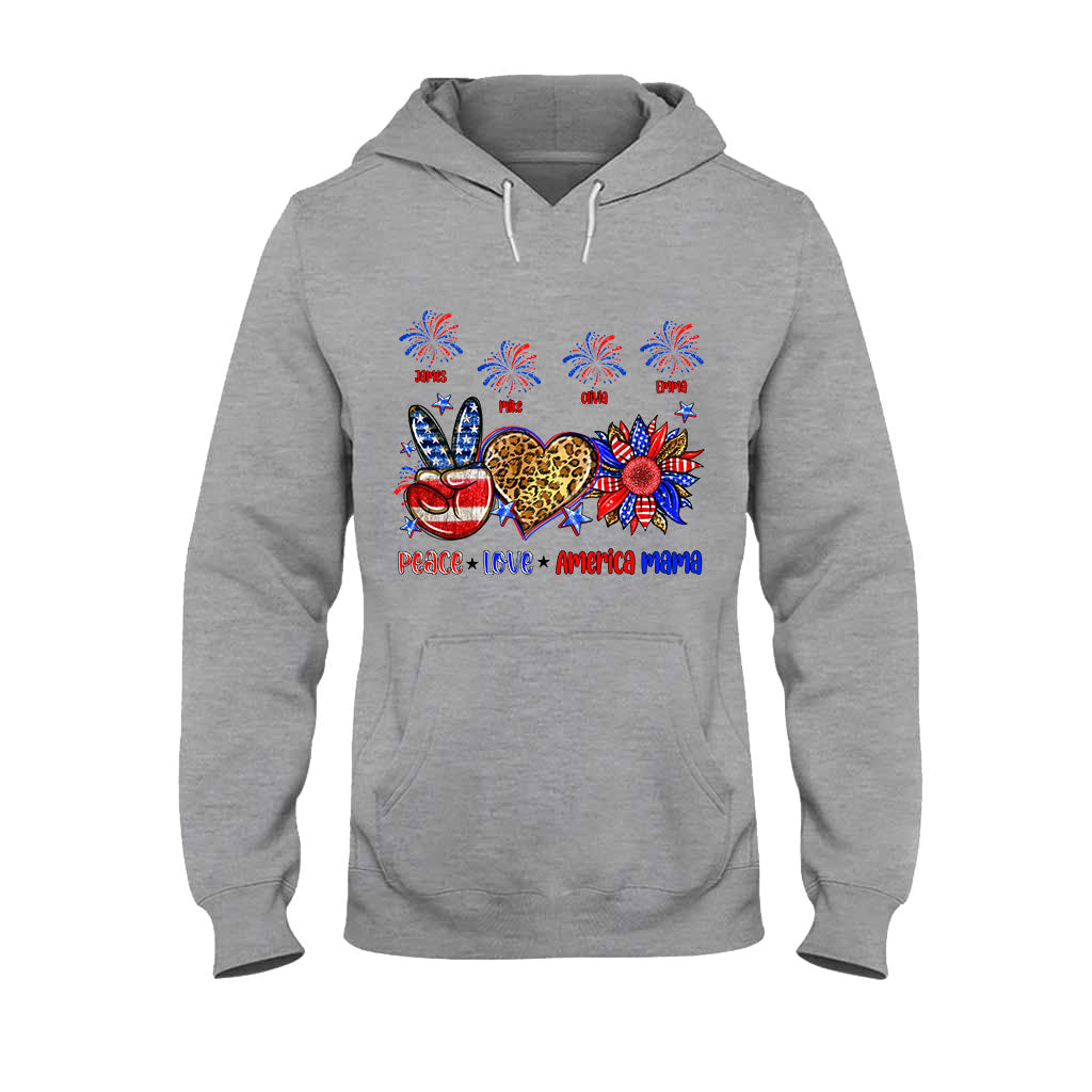 Frieden, Liebe, amerikanische Oma, Mama – personalisiertes Mutter-T-Shirt und Hoodie
