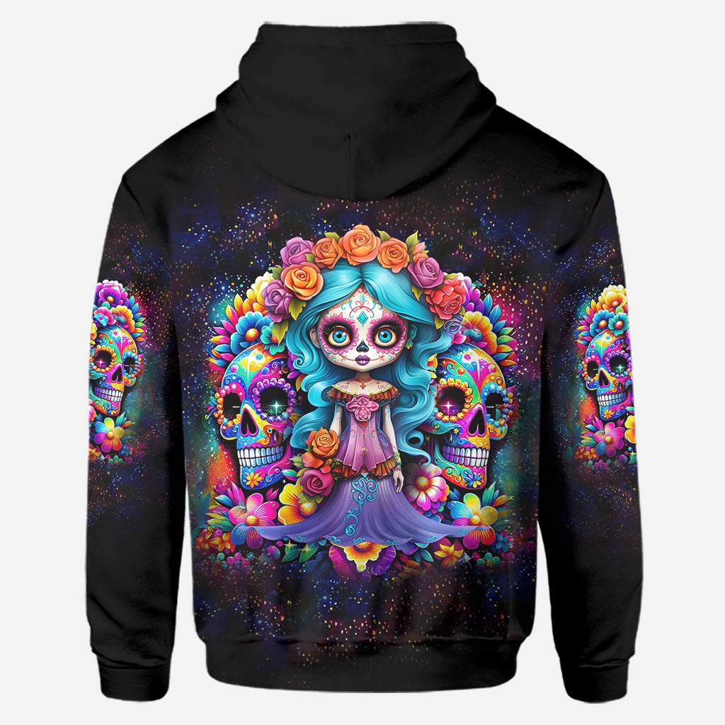 Niedliche Puppen La Catrina – Personalisierter Totenkopf-Hoodie und Leggings