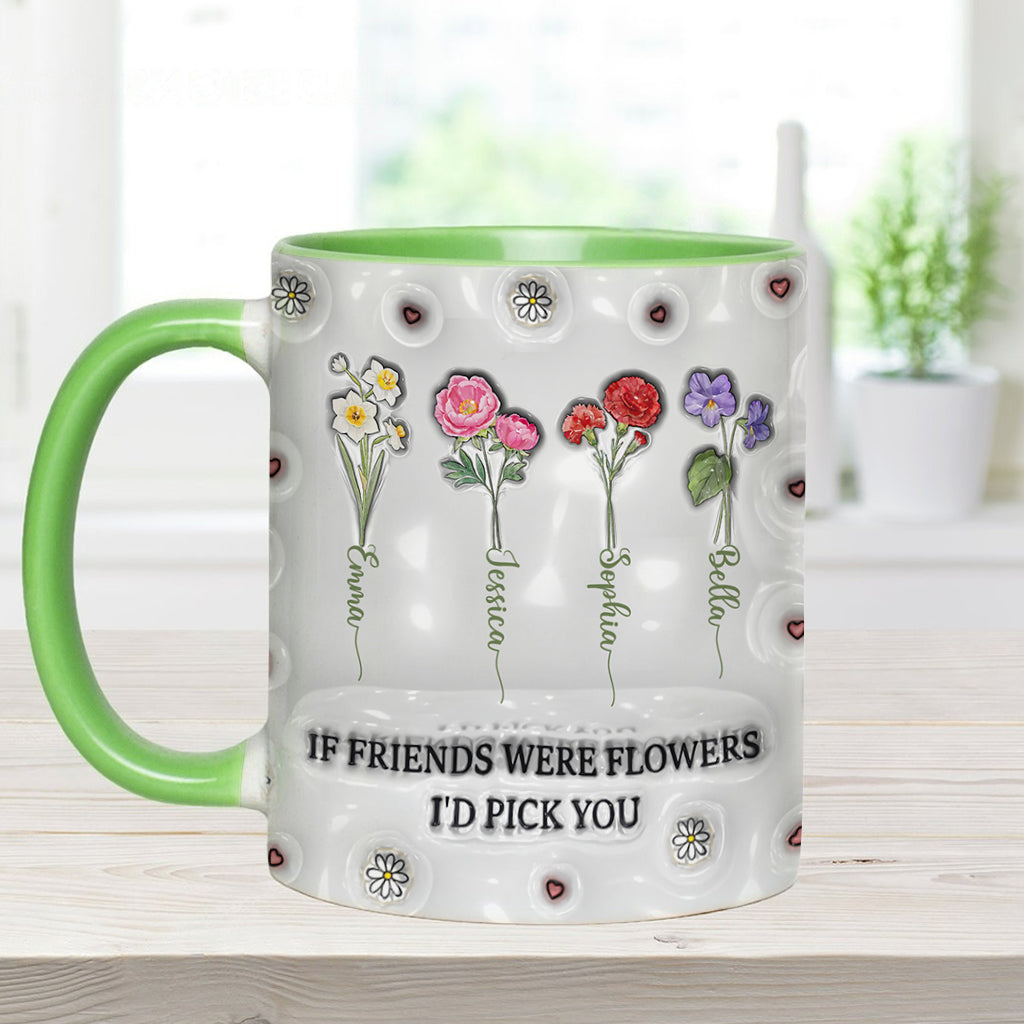 Birth Month Flowers Besties - Personalized Bestie Accent Mug