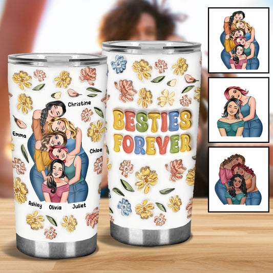 Besties Forever Floral Style - Personalisierter Bestie-Becher