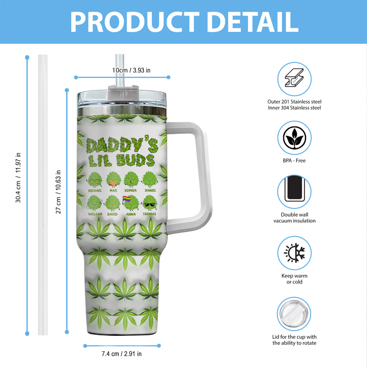 Der coolste Papa aller Zeiten – personalisierter Vaterbecher mit Henkel