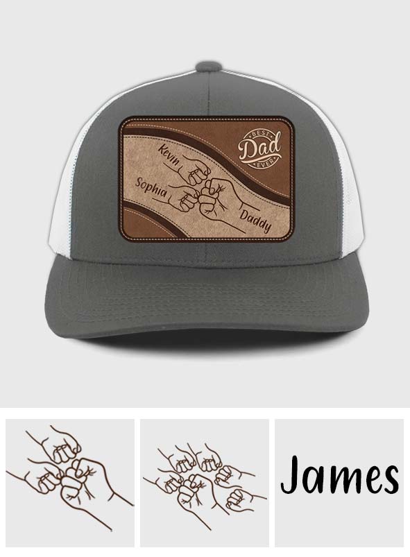 Best Dad Ever - Personalized Father Leather Patch Hat