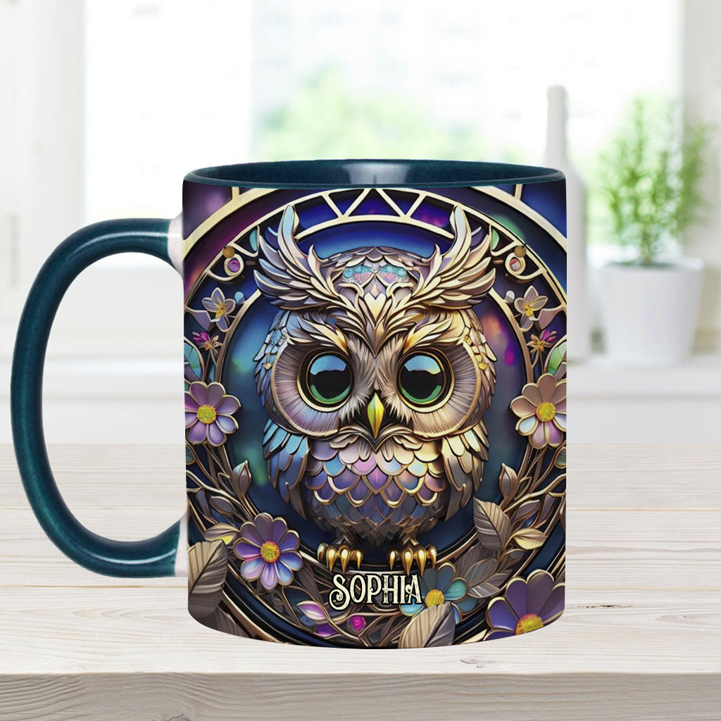Colorful Owl - Personalized Owl Accent Mug