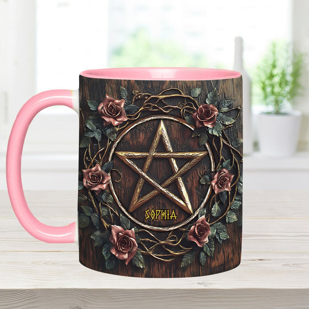 Wunderschönes Pentagramm – personalisierte Tasse mit Hexenmotiv