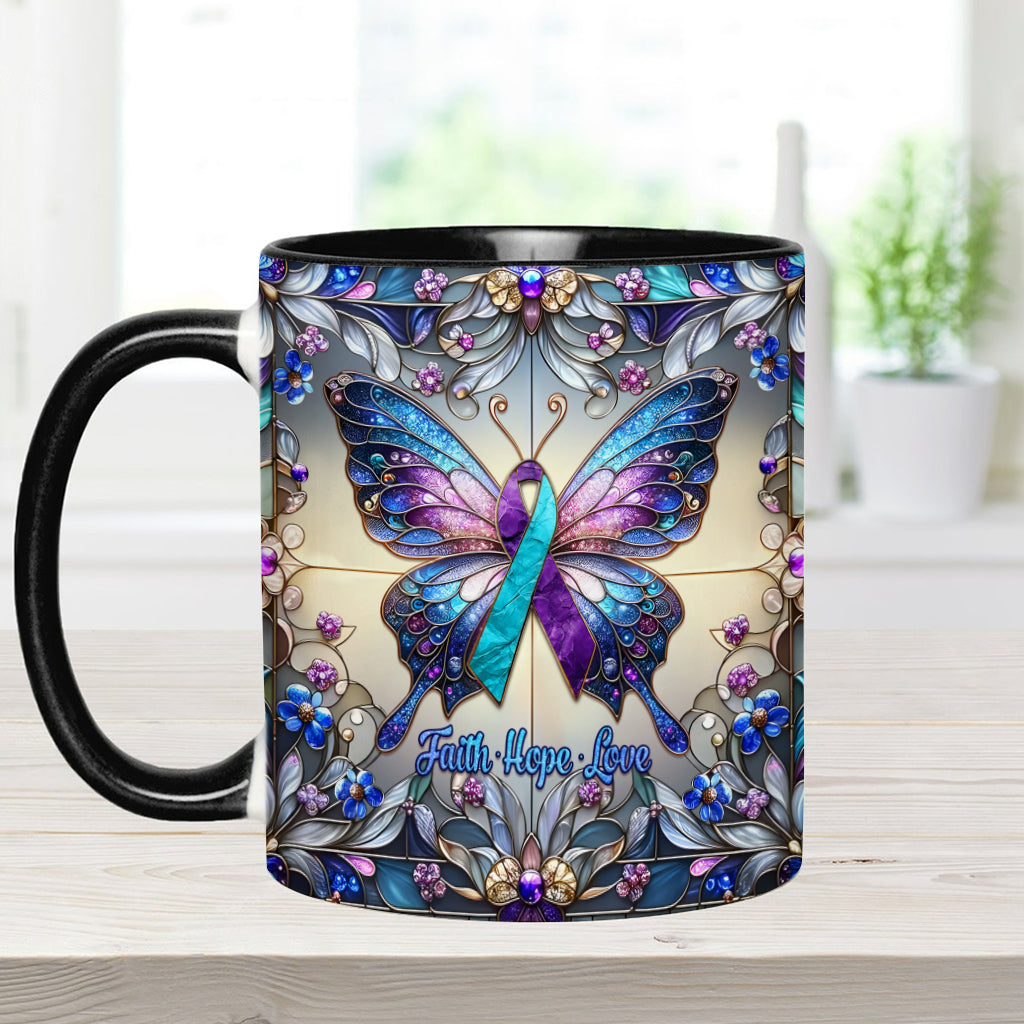 Glaube, Hoffnung, Liebe – Personalisierte Tasse mit Akzent zur Suizidprävention