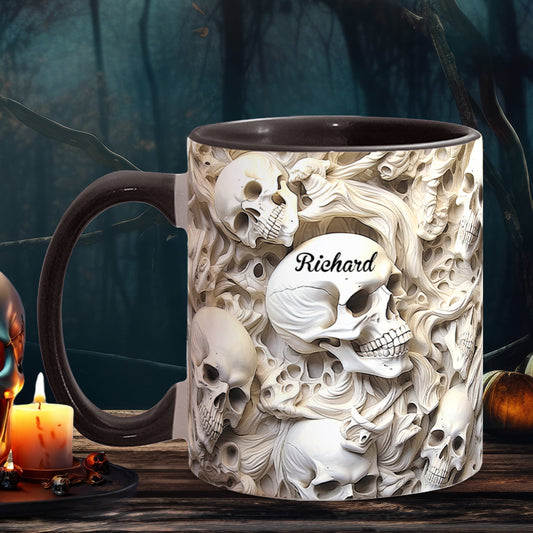 Weißer Totenkopf – Personalisierte Tasse mit Totenkopf-Akzent