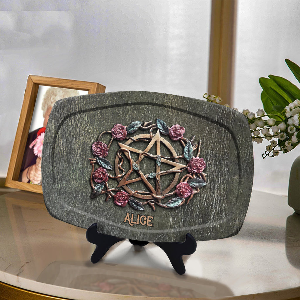 Mystische Hexe Antike Rosen - Personalisierter Hexenteller