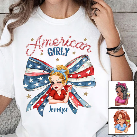 Coquette American Girl - Personalized Independence Day/ 4th of July T-shirt And Hoodie