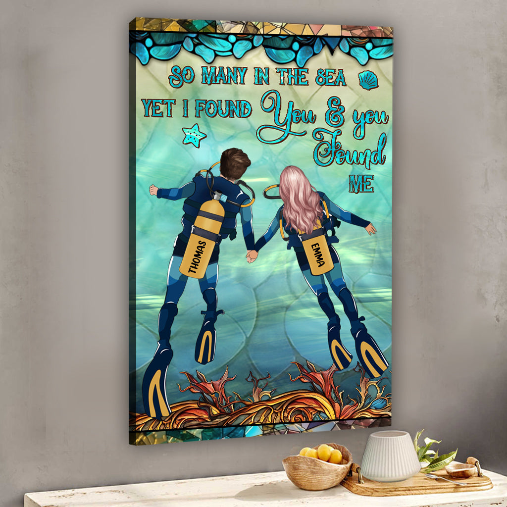 Du und ich und das Meer – Personalisierte Taucher-Leinwand und Poster