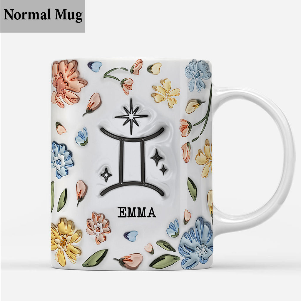 Blumenmuster für Sternzeichen – Personalisierte Horoskop-Tasse