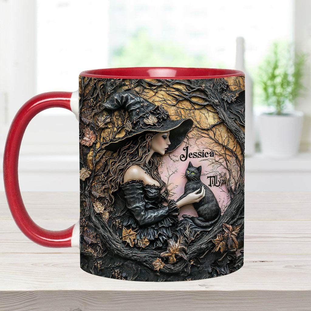 Eine Hexe und ihre schwarze Katze – Eine wunderschöne Sache – Personalisierte Tasse mit Hexenmotiv